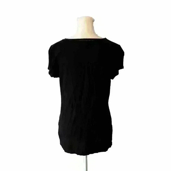 Lauren Ralph Lauren Women's Black Short Sleeve Tshirt with Gold Trim Sz M - Picture 3 of 11